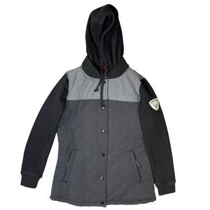 686 Insulated Button Up Black and Gray Jacket Womens Size Small Petite
